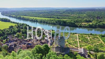 Meander Of Eure River, Pacy-Sur-Eure, Eure, France - Drone Point Of View