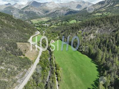 Mountain Landscape Towards Le Vernet, South Of The Serre-Poncon Lake, Alpes De Hautes Provence, France - Aerial Photography