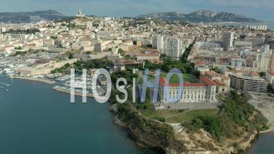 Marseille, Euromediterranean Area, Grand Port Maritime, Fort Saint Jean Classified As A Historical Monument, The Old Port, Palais Du Pharo And Anse Du Pharo, Bouches-Du-Rhone, France - Video Drone Footage