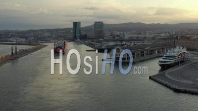 Marseille, Euromediterranean Area, Seawall, Arrival Of A Cargo Ship Corsica Ferry In The Large Maritime Port Of Marseille From Sainte Marie Lighthouse - Video Drone Footage