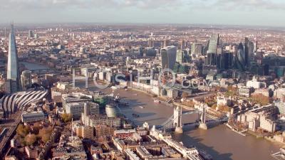 City Of London, River Thames, Tower Bridge And Tower Of London, Seen From Helicopter