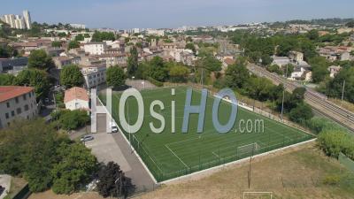 Football Stadium, Saint-Marcel District, Marseille, Bouches Du Rhone, France - Video Drone Footage