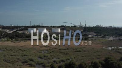 Industrial Site, Oil Refinery, Martigues, Bouches-Du-Rhone, France - Video Drone Footage