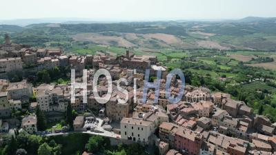 Aerial Beautiful View Of The Old Montepulciano Town In Toscana Italy - Video Drone Footage