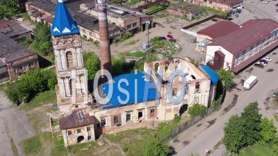 Aerial View Of Church Of Presentation Of Lord - An Orthodox Church In The City Of Irbit. Russia - Video Drone Footage