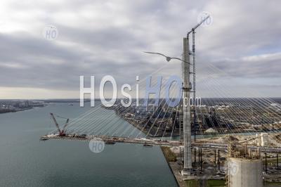 Construction Du Pont International Gordie Howe - Photographie Aérienne