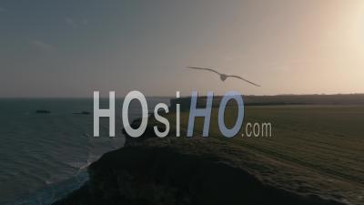 Sunrise Drone Shot Of Cap Manvieux In Normandy