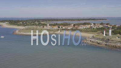 Drone View Of Ile D'aix, The Lighthouses And The Village