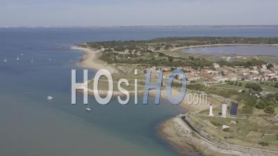 Drone View Of Ile D'aix, The Lighthouses, The Village, The Big Beach And The Salt Marshes