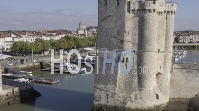 Drone View Of La Rochelle, The Old Port, Saint-Nicolas Tower