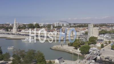 Drone View Of La Rochelle, Saint-Nicolas Tower, Chain Tower, Lantern Tower, The Old Port