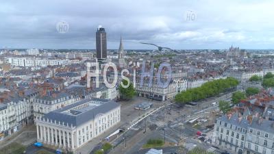 Empty Place Du Commerce In Nantes, On Labour Day During Covid-19 Lockdown - Photo Drone 