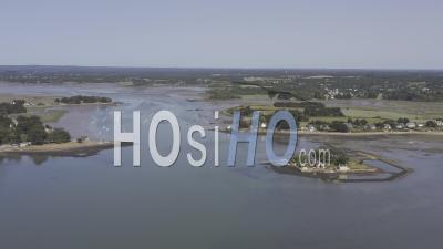 Drone View Of The Gulf Of Morbihan, Quistinic Island, In The Background The Passage St Armel, 