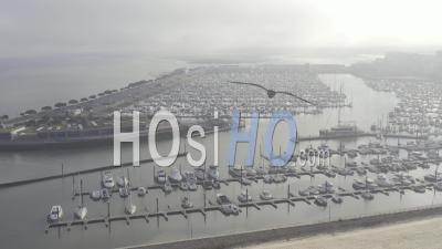 Drone View Of Arcachon In The Mist, The Port