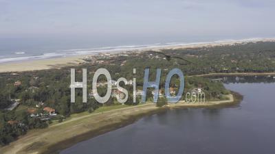 Drone View Of Soorts Hossegor, The Lake, The Village, The Ocean