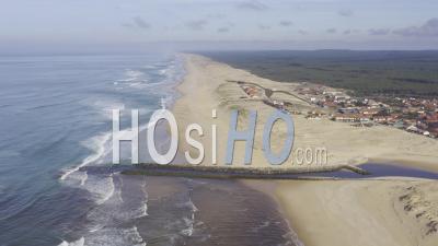 Drone View Of Contis-Plage, The Courant De Contis, The Dunes, The Village, The Beach, The Ocean