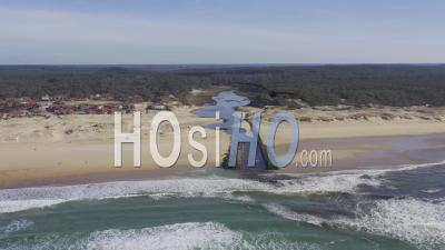 Drone View Of Contis-Plage, The Beach, The Dunes, The Courant De Contis, The Village