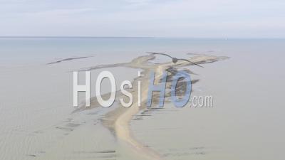 Drone View Of Ile Madame, A Sandbank, In The Background L'ile D'oleron And Fort Boyard