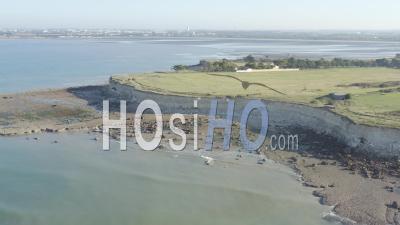 Drone View Of Angoulins, Pointe Du Chay, Cliffs, Rocks, Low Tide