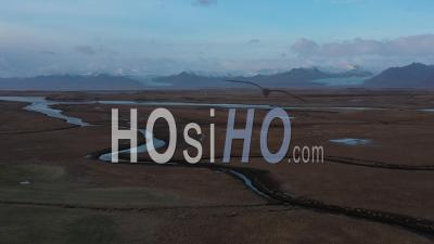 Lake And River Along South Coast Of Iceland, In Winter, Iceland - Video Drone Footage