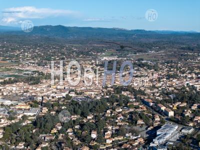 Saint-Maximin-La-Sainte-Baume Town In Winter, Var, France - Aerial Photography