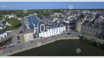 Flying Over The City Of Pont Abbe, Brittany, France - Photo Drone 