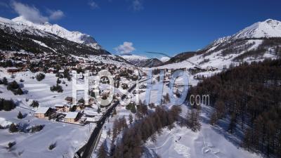 The Montgenevre Pass (village And Ski Resort), Hautes-Alpes, France - Video Drone Footage