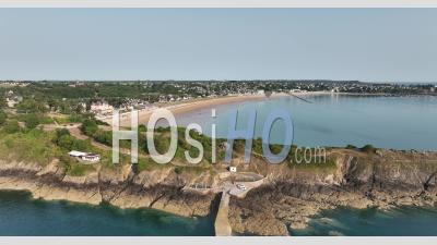 Pointe De La Garde In Saint Cast Le Guildo, Brittany - Video Drone Footage