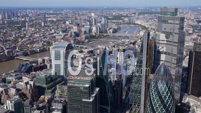 Shard, Tower Bridge, City Of London Filmed By Helicopter