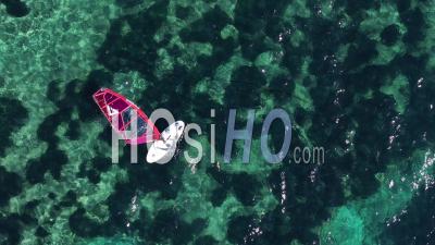 Windsurfer At La Ciotat Bay, France - Video Drone Footage