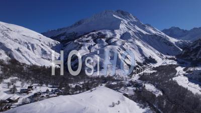 The Village Of Pied Du Col On The Northern Side Of The Lautaret Pass - Video Drone Footage