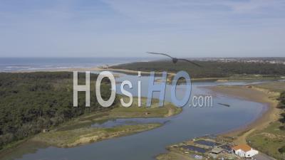 Drone View Of Talmont-Saint-Hilaire, The Payre River, The Estuaire Du Payre, The Veillon Beach