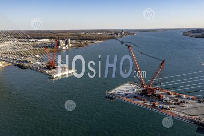Construction Du Pont International Gordie Howe - Photographie Aérienne