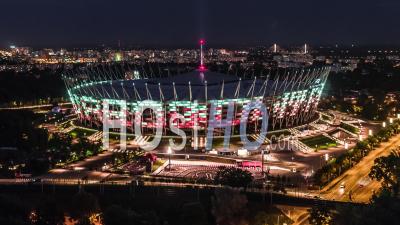 Stadium Pge Narodowy, Swietokrzyski Bridge, Most Swietokrzyski, Praga, Warsaw, Warszawa, By Night