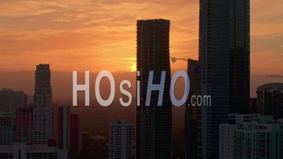 Downtown Brickell, Miami, At Sunset - Video Drone Footage