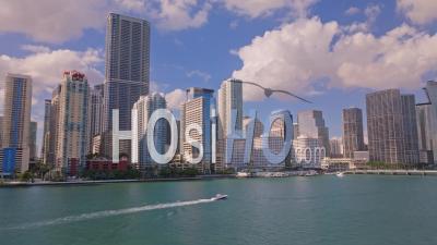 Downtown Brickell, Miami, At Sunset - Video Drone Footage