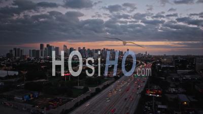 Downtown Miami Time Lapse, At Dusk - Video Drone Footage