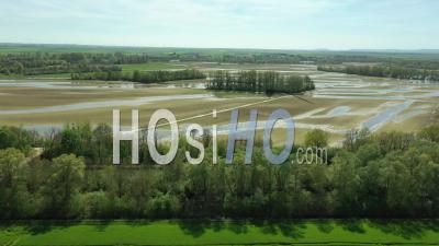 Fields After Floods In The Marne Plains, France, Drone Point Of View