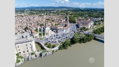 Tarascon From Rhone River, France - Aerial Photography