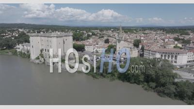 Tarascon From Rhone River, France - Video Drone Footage