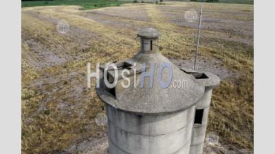 Silo With Cupola On Michigan Farm - Aerial Photography