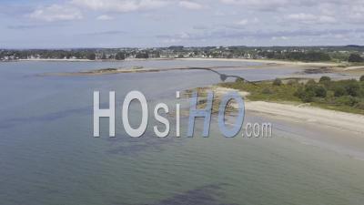 Flyover La Trinite-Sur-Mer, The Ile De Stuhan, In The Background Carnac - Video Drone Footage
