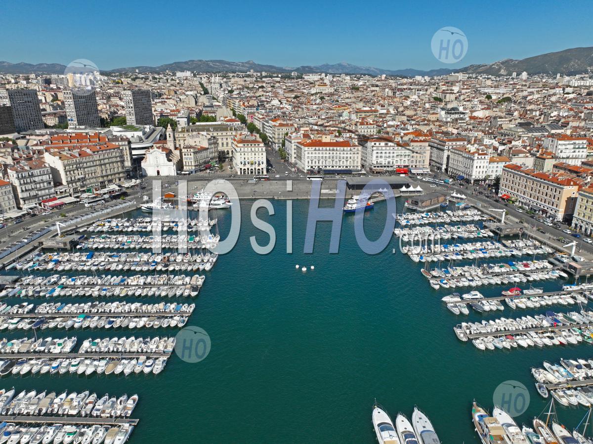 Vieux-Port En Été, Marseille, Bouches-Du-Rhône, France - Photographie Aérienne
