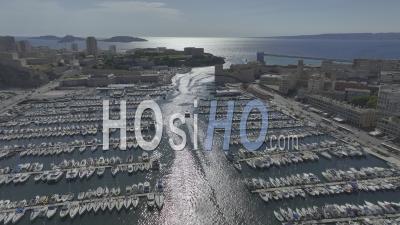 Vieux-Port In Summer, Marseille, Bouches-Du-Rhone, France - Video Drone Footage