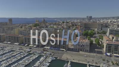 Main City Hall And Vieux-Port In Summer, Marseille, Bouches-Du-Rhone, France - Video Drone Footage
