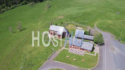 Chapel And Sanctuary Of Vassivieres In Auvergne, France, Viewed From Drone
