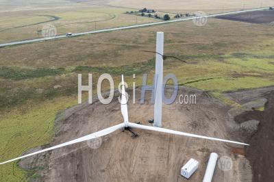 Wind Turbine Under Construction - Aerial Photography