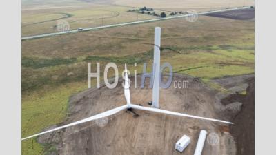 Wind Turbine Under Construction - Aerial Photography