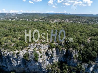 Défilé De Ruoms Et La Rivière Ardèche, Gorges De L'ardèche, France - Photographie Aérienne