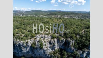 Défilé De Ruoms Et La Rivière Ardèche, Gorges De L'ardèche, France - Photographie Aérienne
